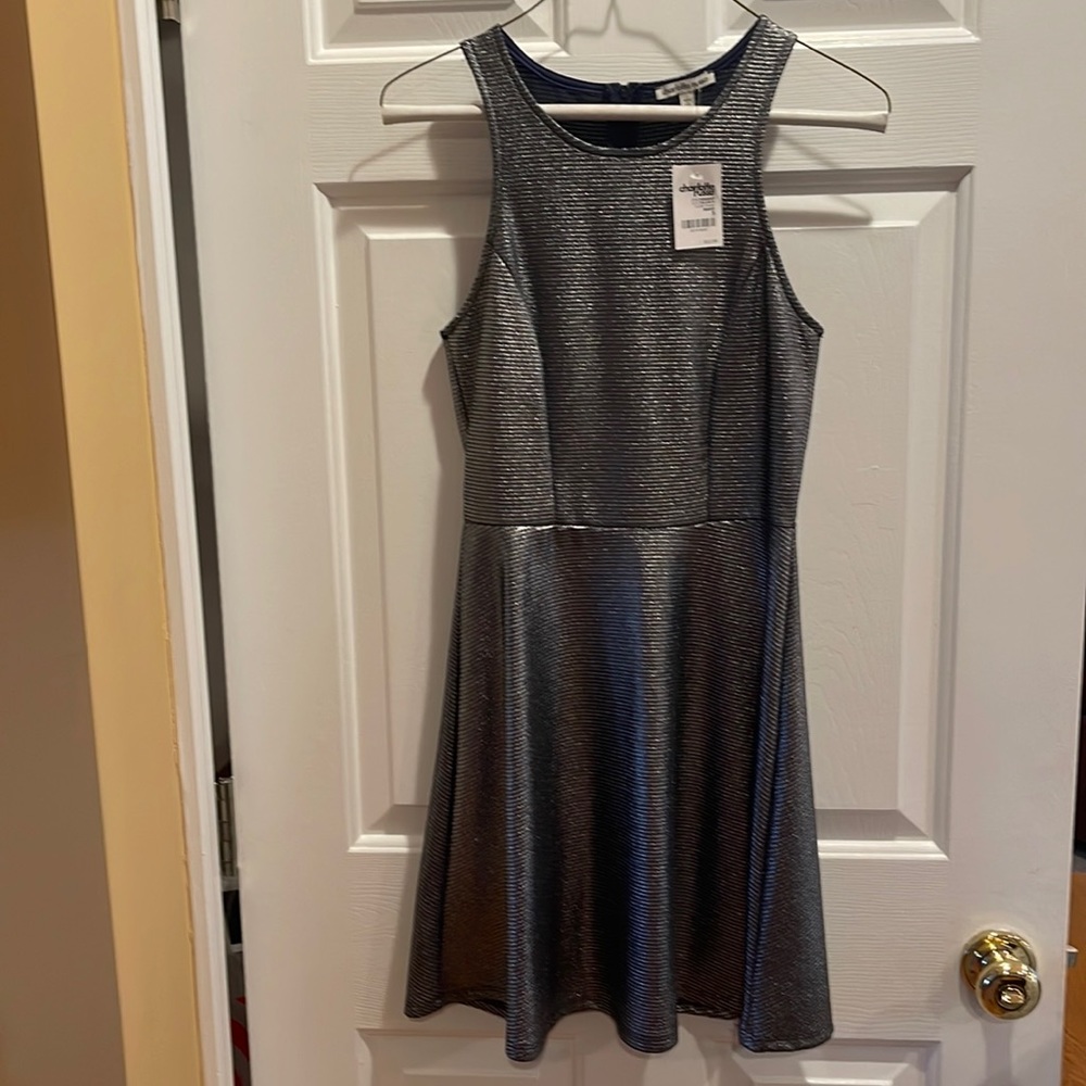 Brand new juniors silver homecoming dress size small.